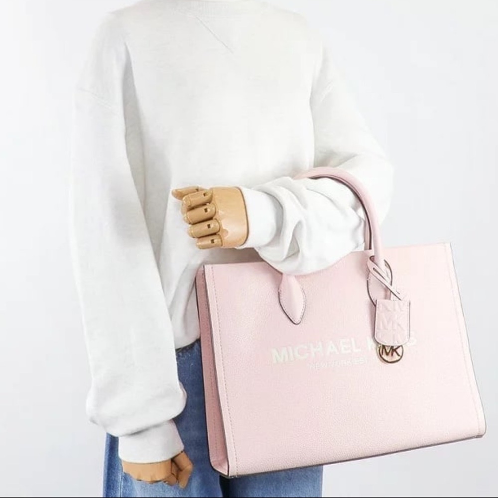 MICHAEL KORS Mirella Powder Blush Leather Medium Adjustable Strap Tote Bag NWT